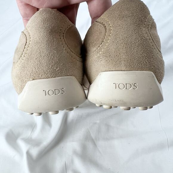 TOD'S Beige & Metallic Leather Driving Sneaker Performance Shoes Womens Size 11 - Picture 11 of 13